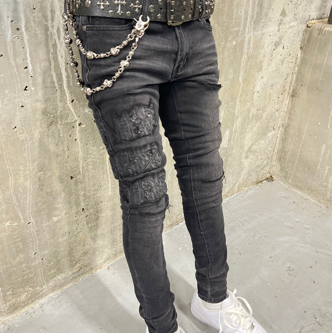 Black “Staple Logo” Patch Jeans