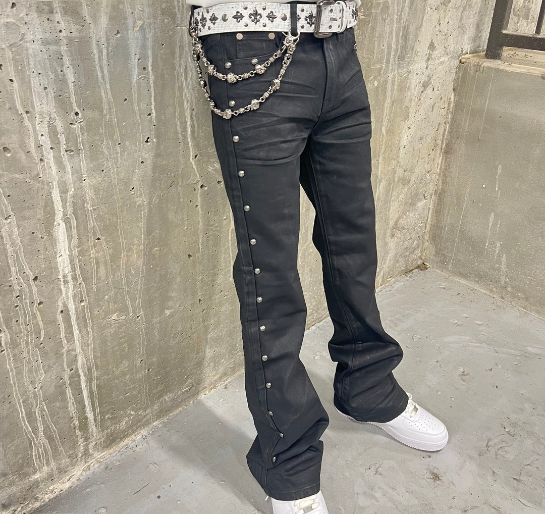 Black “Studded” Flare Jeans