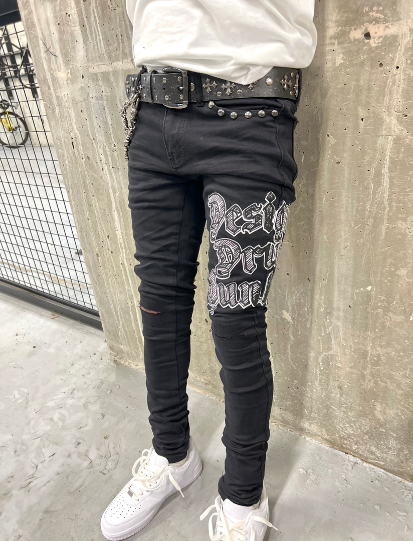 Black “Sketch Print” Jeans