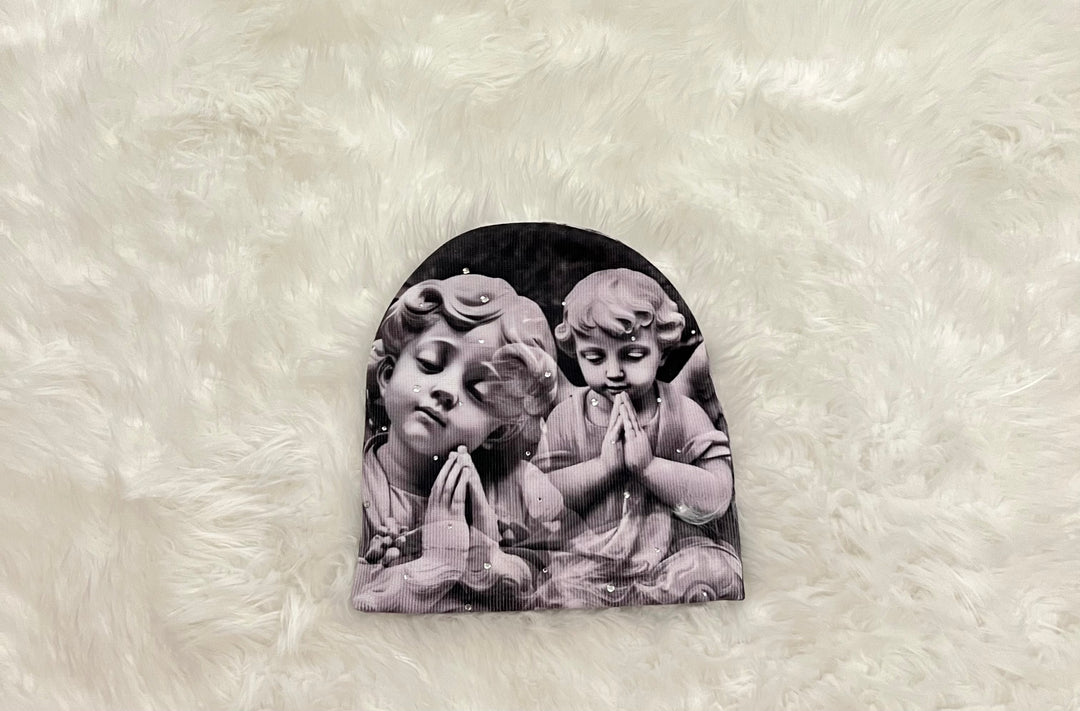 Double-Sided Rhinestone “Prayer Family” Beanie