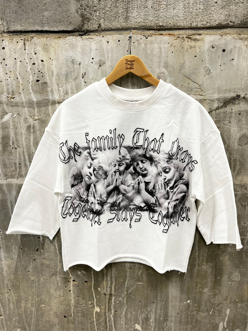 “4 Angels Of Prayer” Cropped Sweatshirt