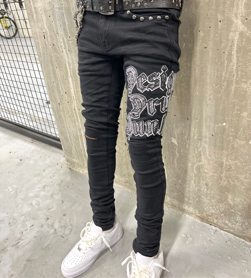 Black “Sketch Print” Jeans